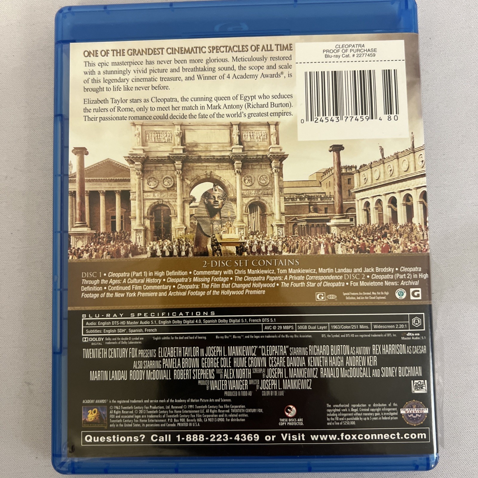 Cleopatra 1963 50th Anniversary (2-Disc Blu-Ray) Elizabeth Taylor Richard Burton