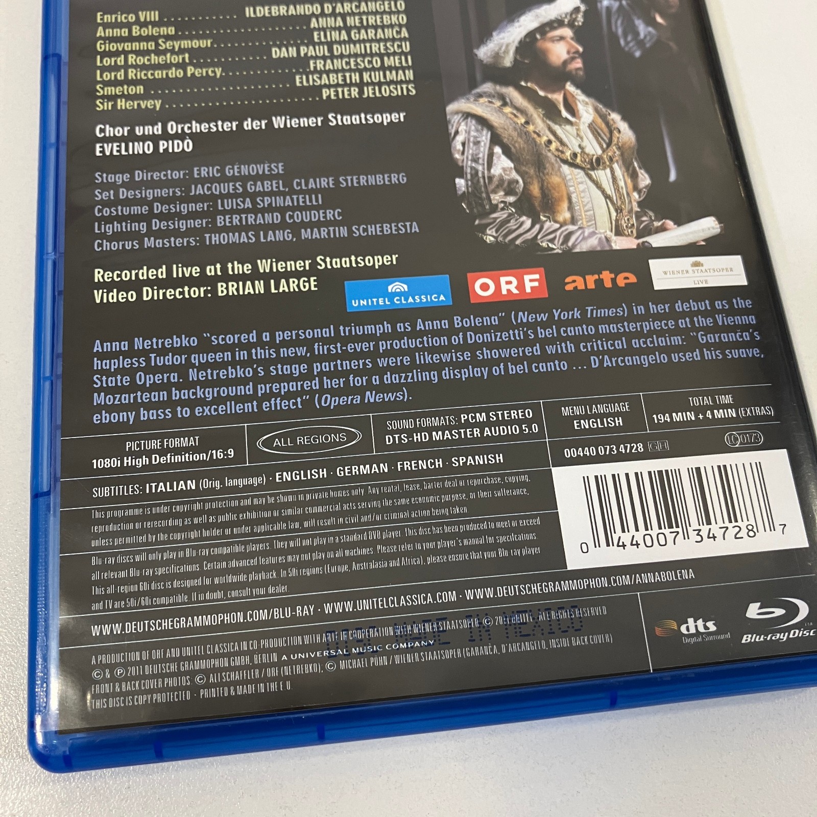 Donizetti Anna Bolena Blu Ray Opera Anna Netrebko Ildebrando D’Arcangelo 2011