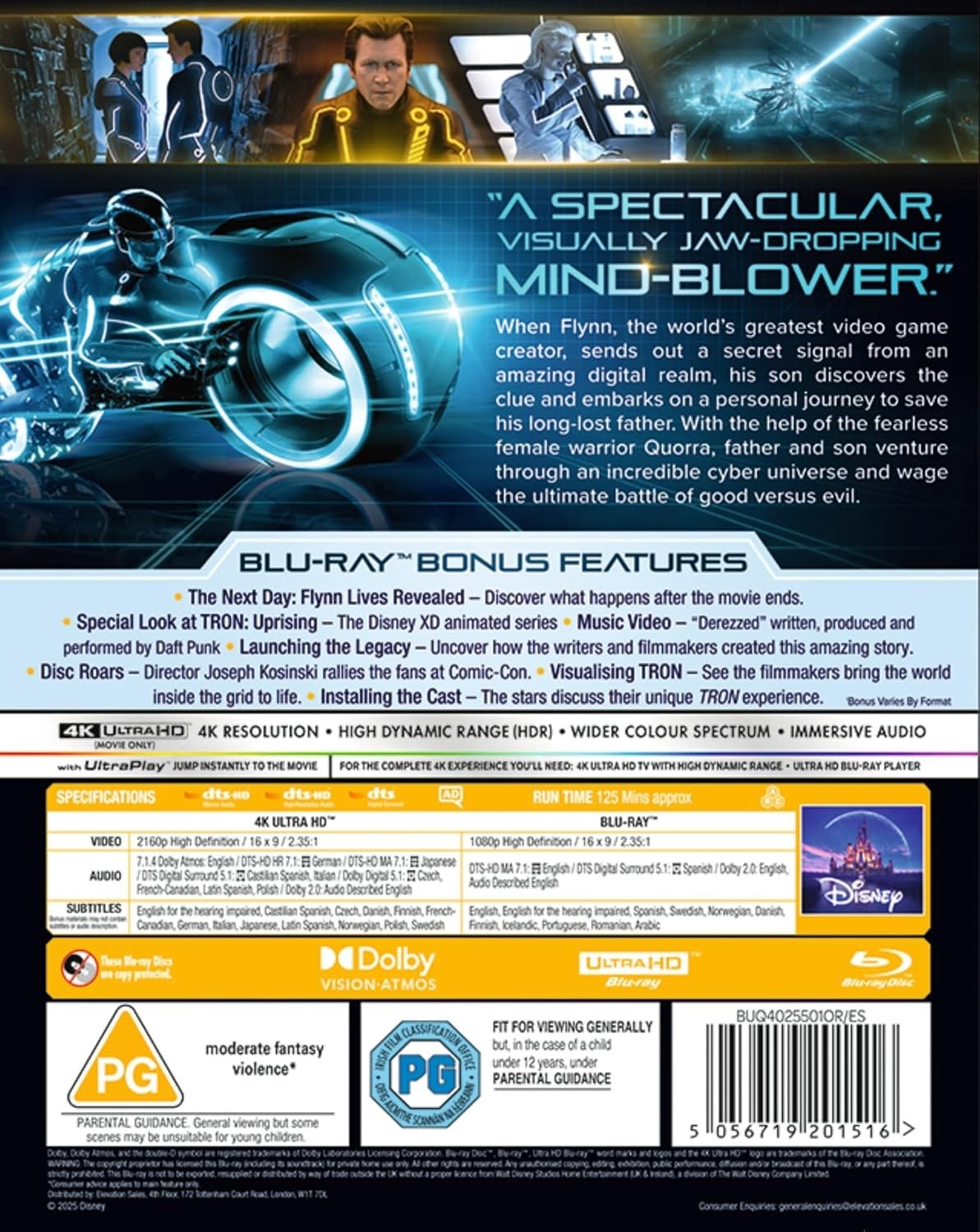 TRON LEGACY (2010) Jeff Bridges 4K UHD Blu-Ray with slipcover BRAND NEW