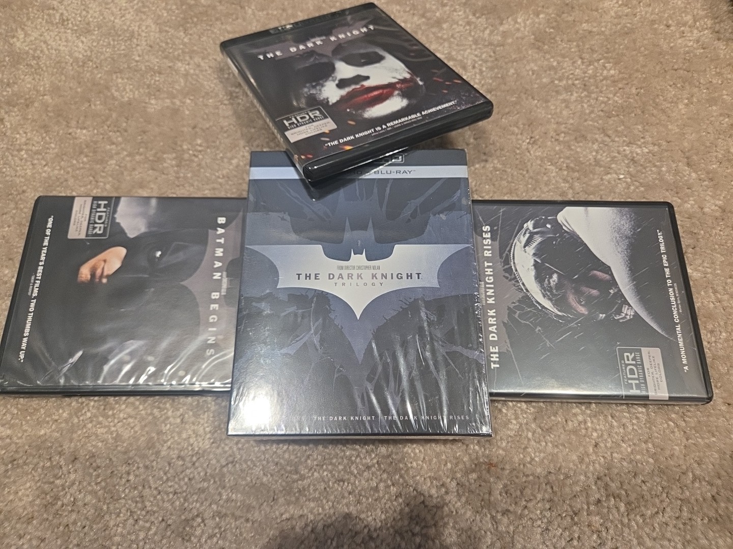 The Dark Knight Trilogy (Blu-ray 6-Disc Set) Christian Bale, Nolan – Read Desc