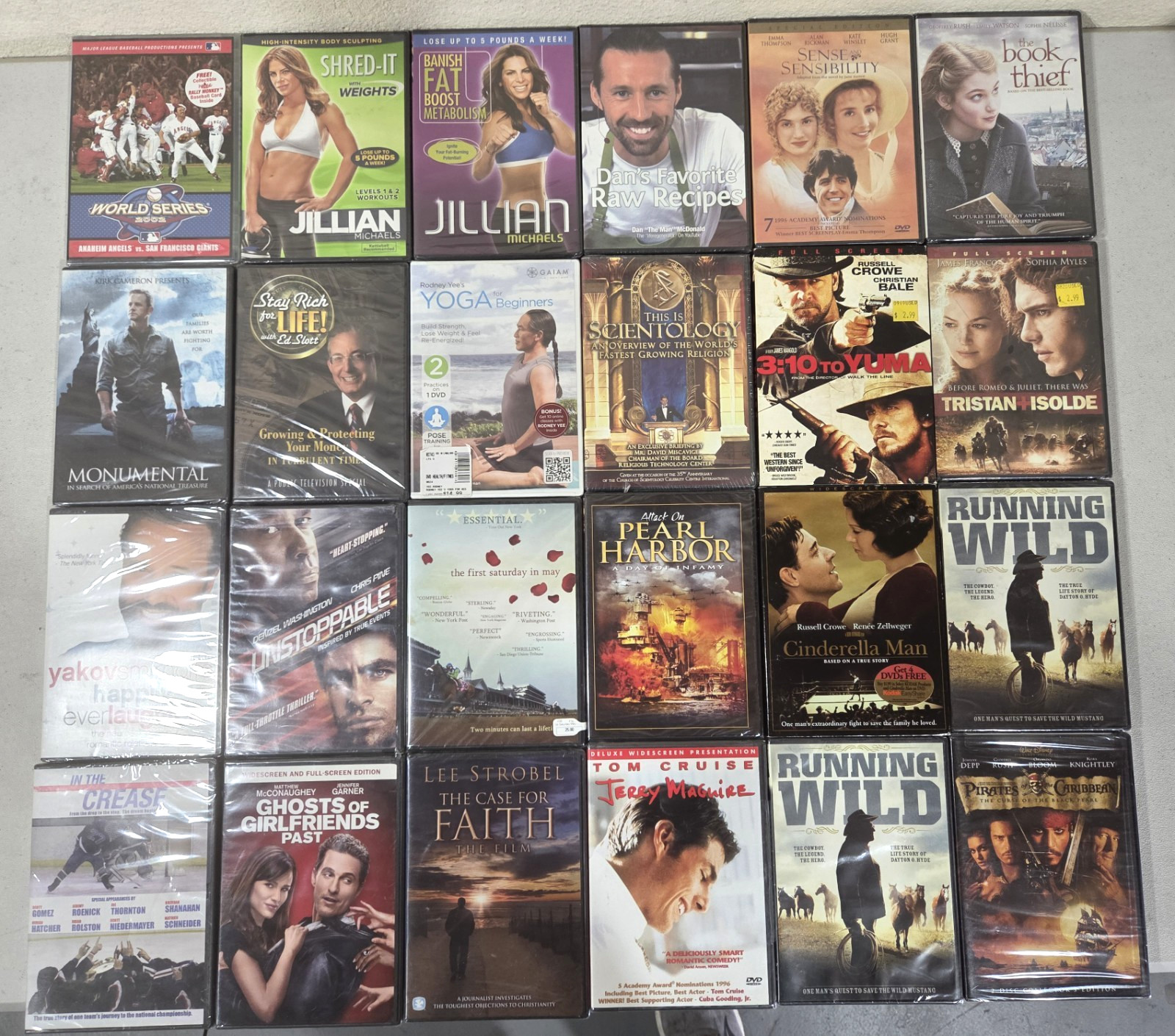 121 SEALED DVD Lot Many Genres Movies Assorted Action Drama Comedy Workout