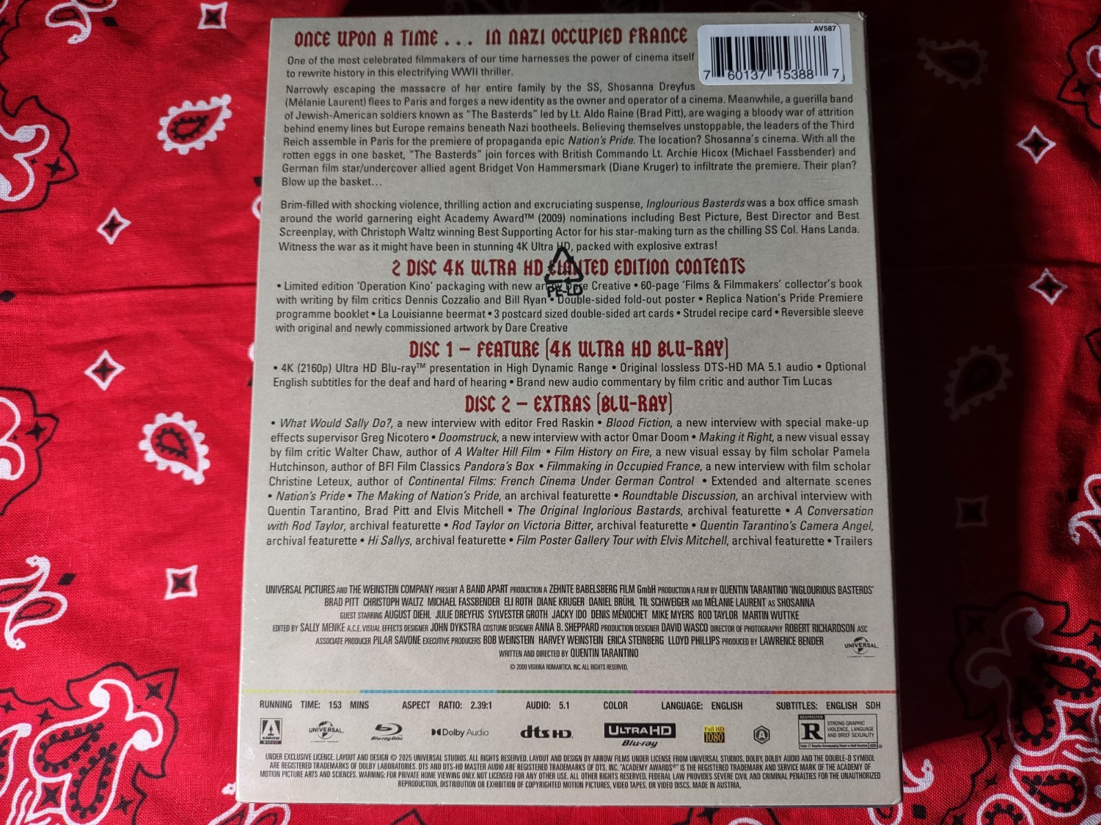 Inglourious Basterds (4K UHD•Blu-ray, 2009) Arrow Limited Edition NEW OOP