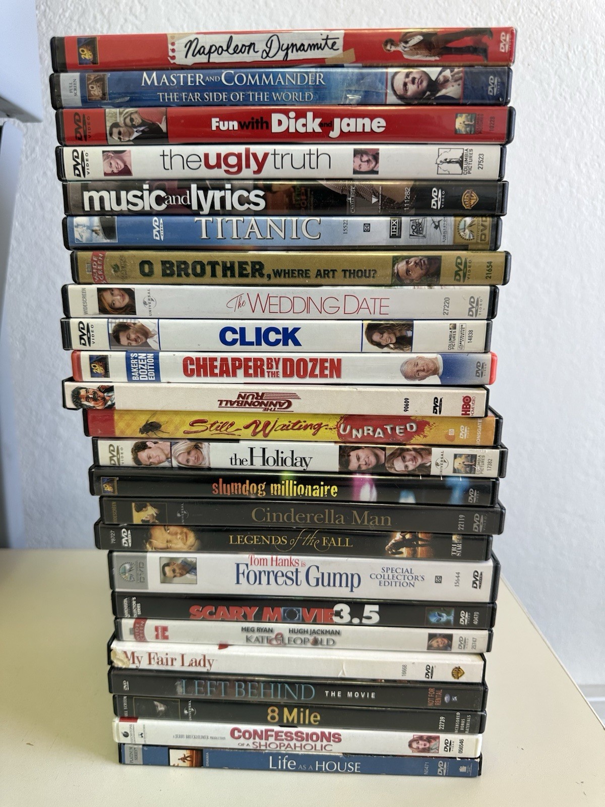 DVD Movie Lot Bundle: Titanic, Forrest Gump, Click, Napoleon Dynamite + More
