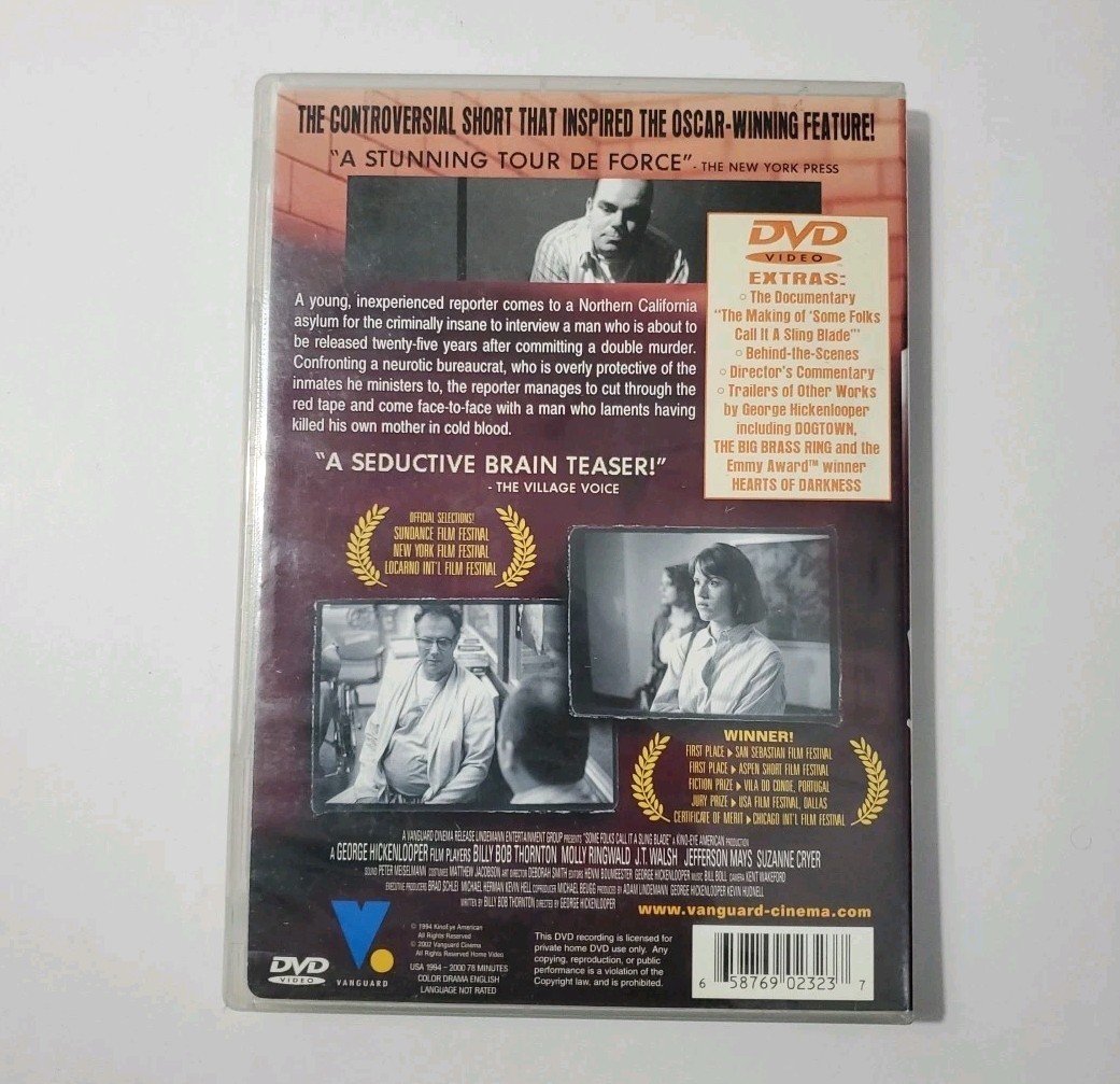Sling Blade (1994 DVD 78 Min ) Billy Bob Thornton Molly Ringwald Rare Art
