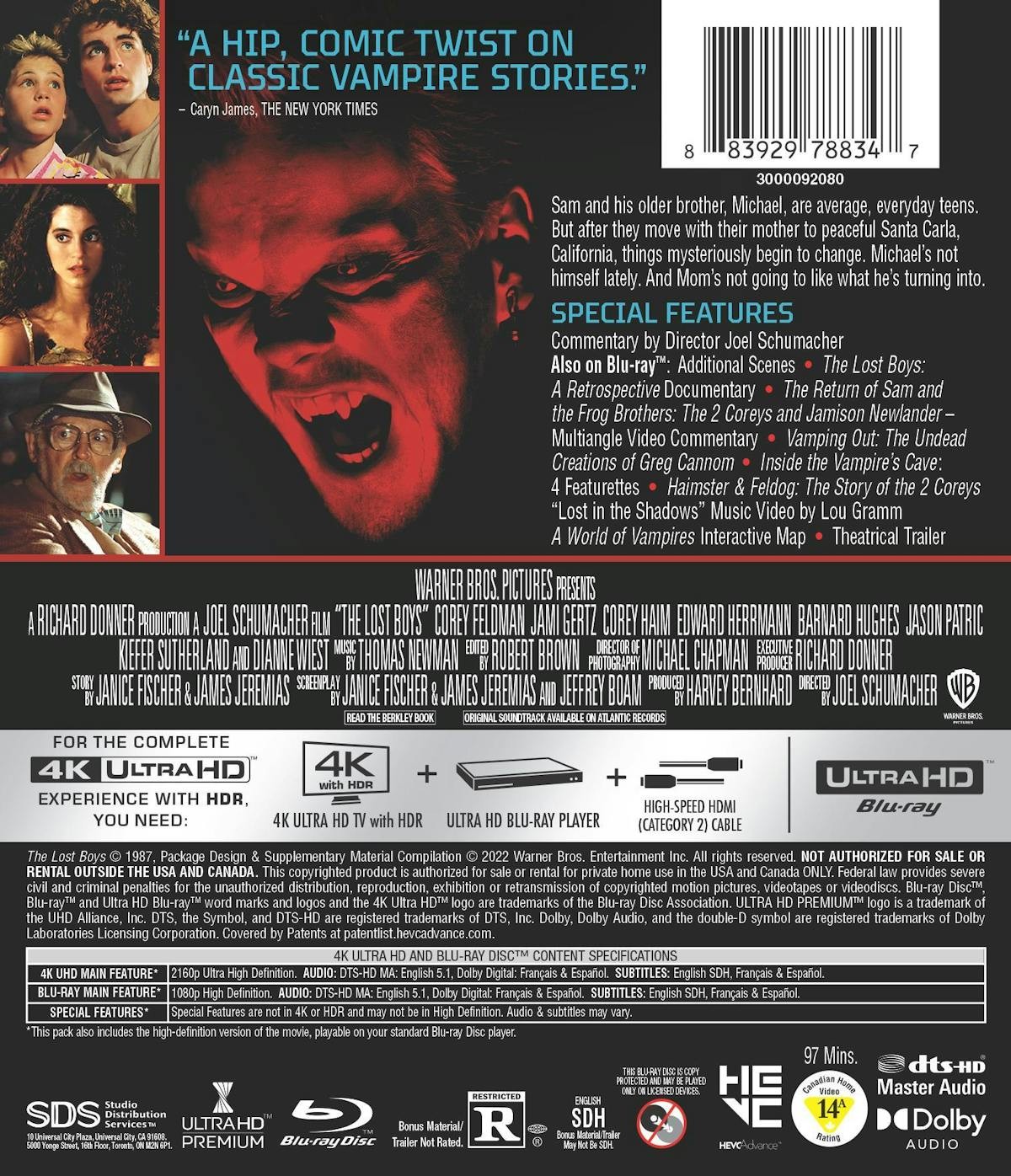 The Lost Boys 4K UHD Blu-ray Corey Feldman NEW