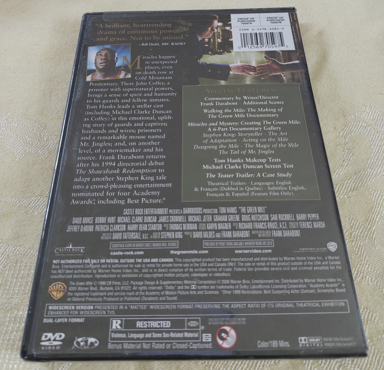 The Green Mile (Two-Disc Special Edition) (DVD, 1999) NEW Tom Hanks