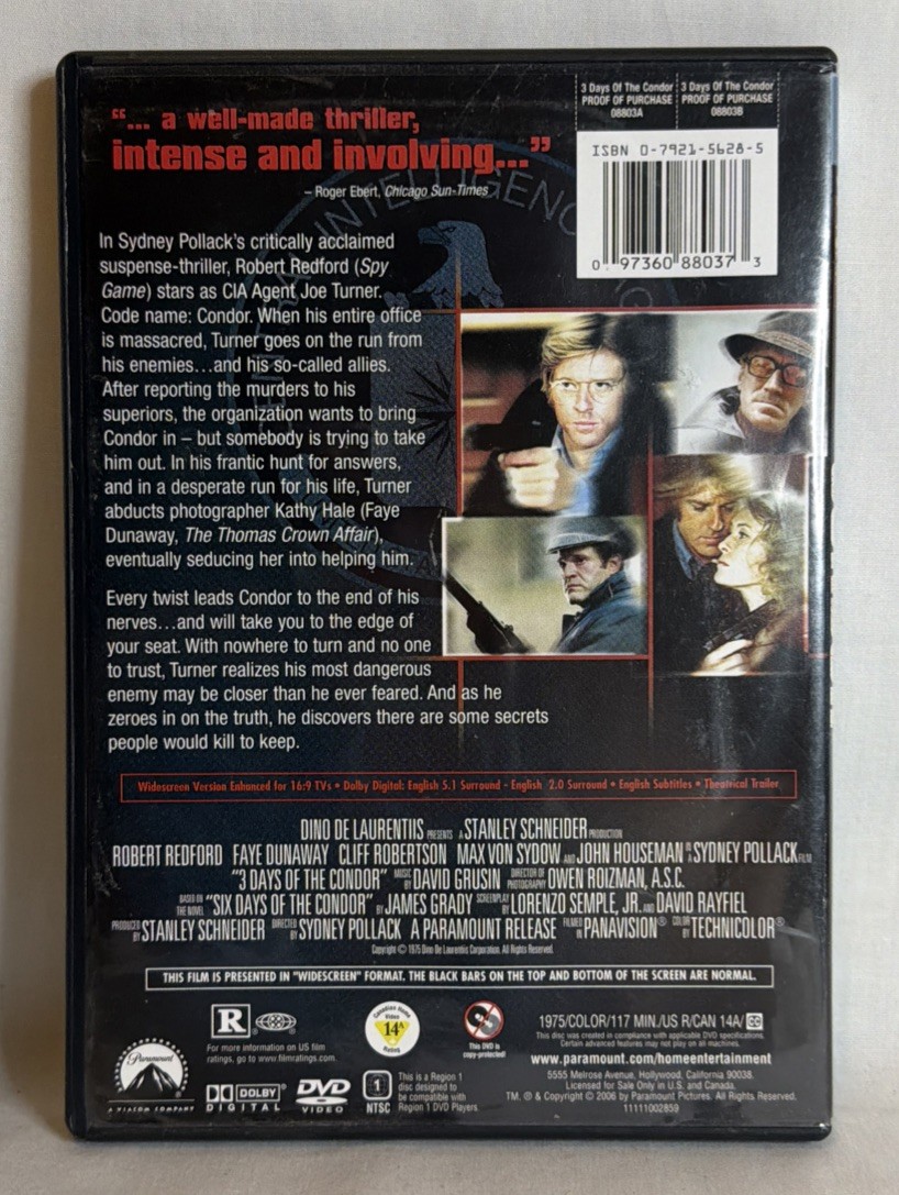 3 Days of the Condor DVD