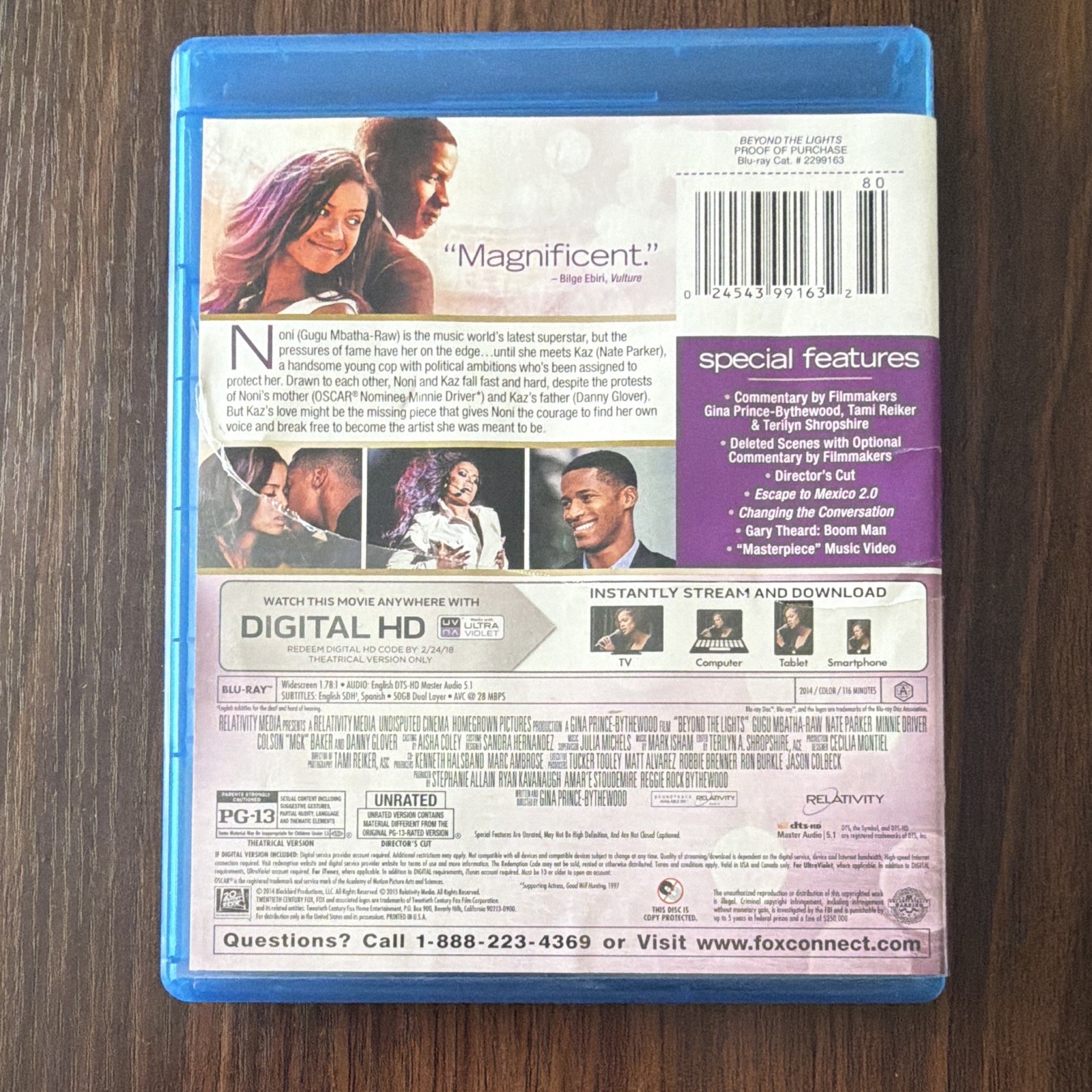 Relativity Beyond the Lights Blu-ray w Digital HD PG-13 2014 Commentary