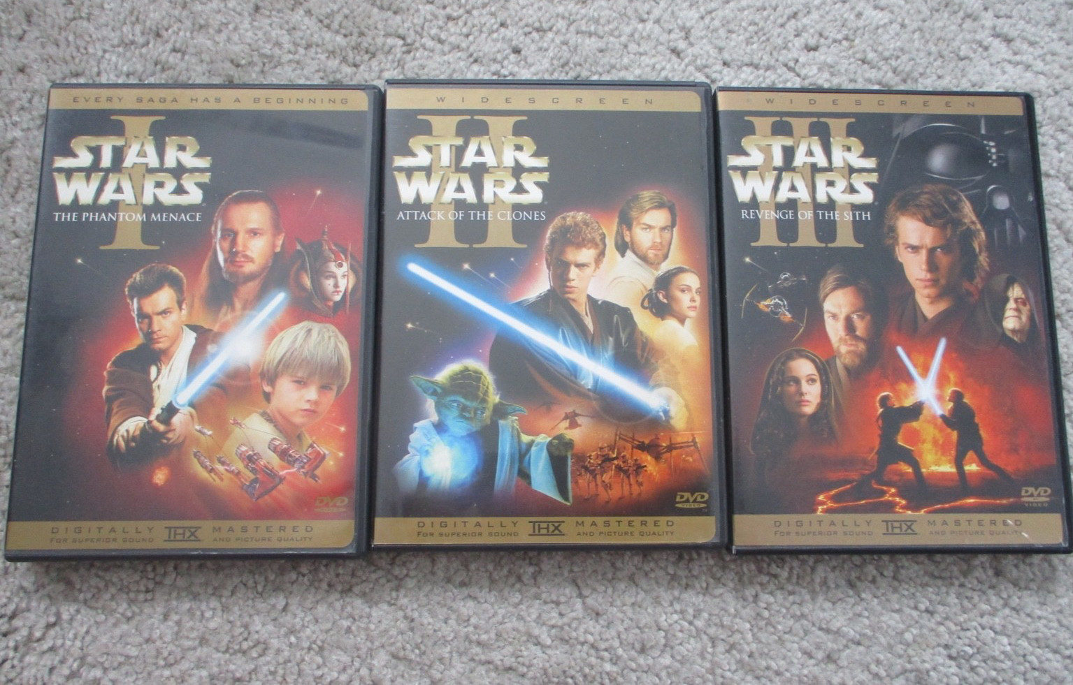 Star Wars: Episodes I-III (LOT of 3 DVDs) George Lucas Ewan McGregor Sci-Fi