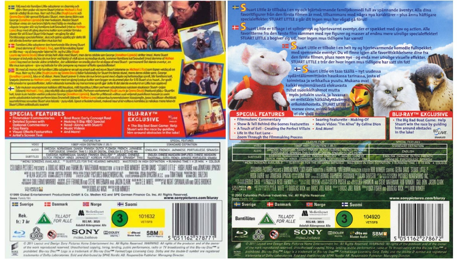 Stuart Little (1999) & Stuart Little 2 (2002) Blu-Ray Bundle BRAND NEW