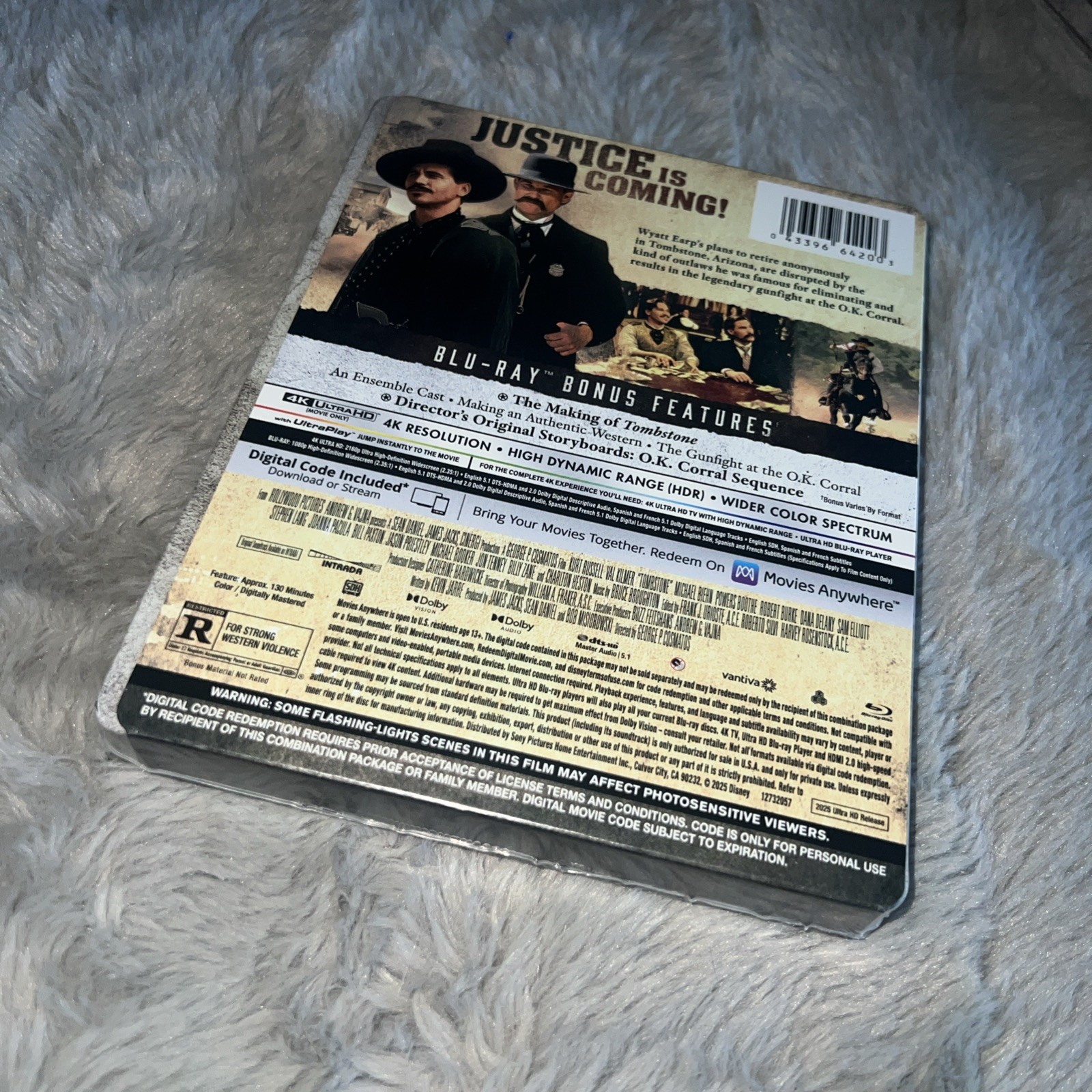 Tombstone SteelBook 4K UHD + Blu-ray + Digital Val Kilmer NEW HELPS STRAYS