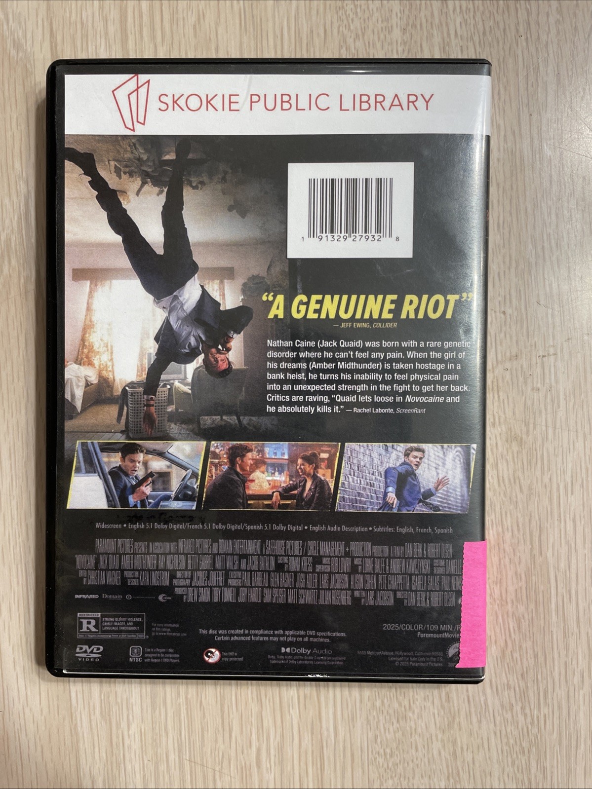 NOVOCAINE DVD MOVIE 2025 PLAYS GREAT JACK QUAID AMBER MIDTHUNDER HILARIOUS