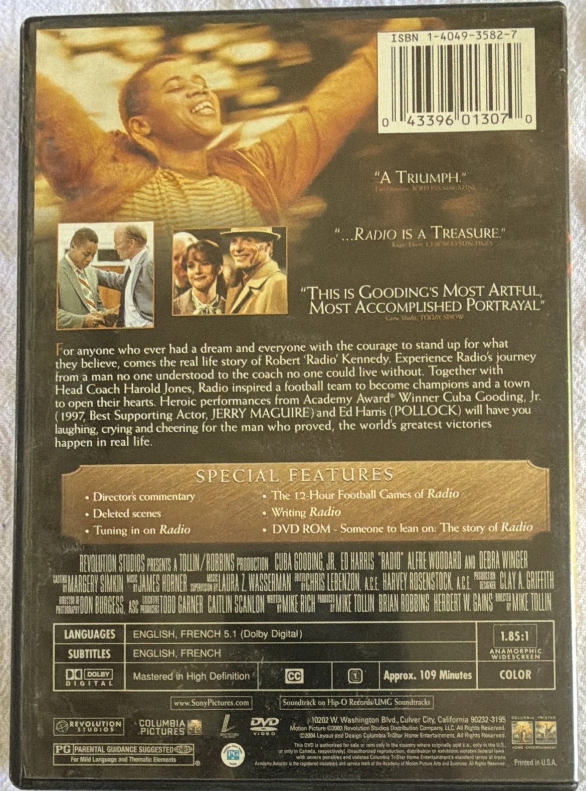 Radio (DVD) 2003 PG Drama 109 Min Cuba Gooding Jr Ed Harris Tollin