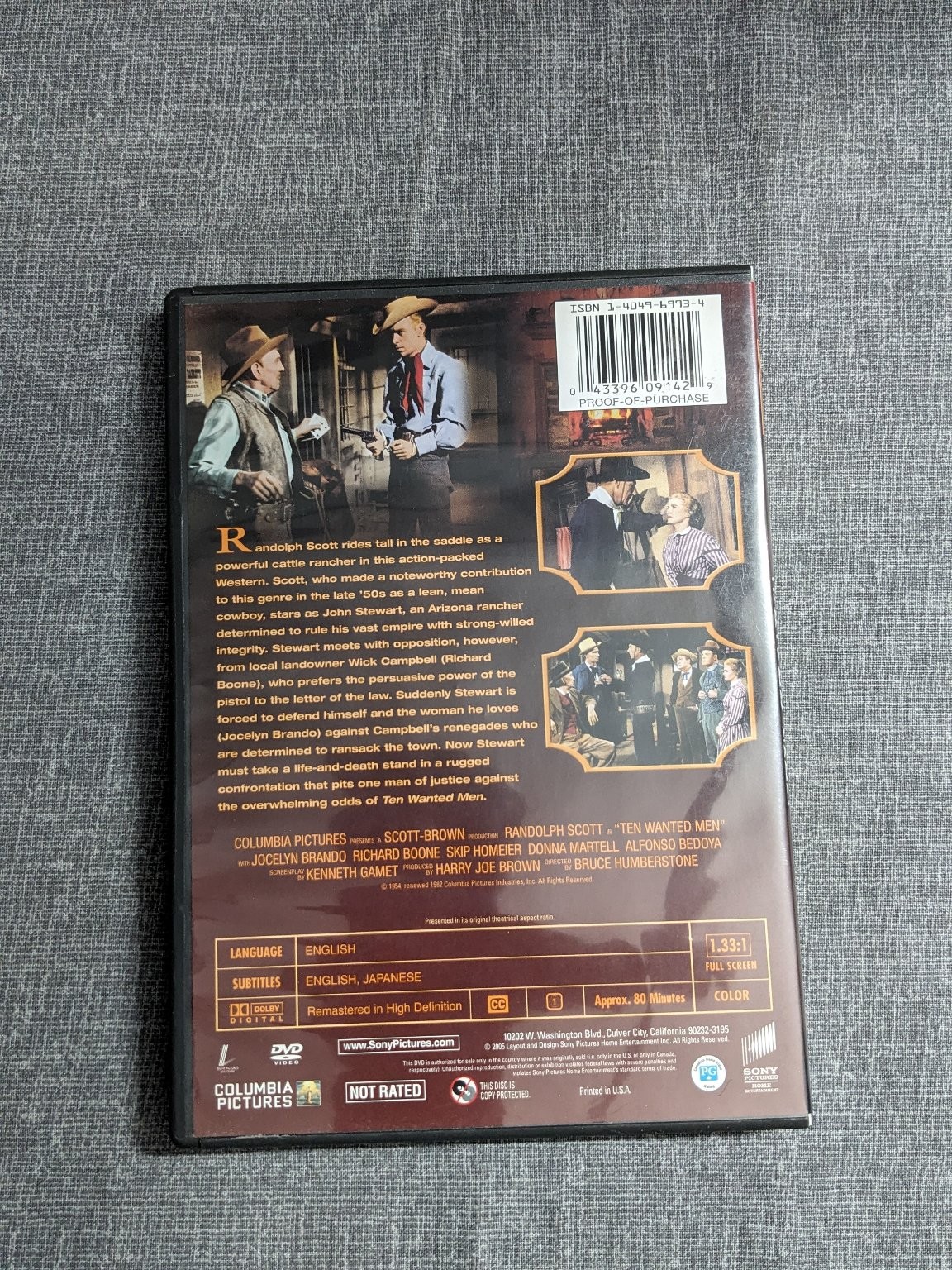 Ten Wanted Men DVD 1954 Randolph Scott Western Richard Boone 80 Min