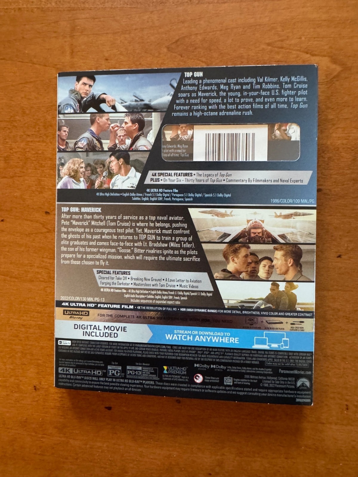 TOP GUN – 4K ULTRA HD – 2-MOVIE COLLECTION – SLIPCOVER – BRAND NEW (SEALED)