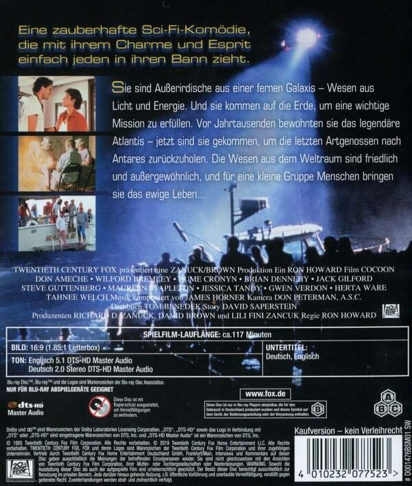 Cocoon (1985) Blu-Ray BRAND NEW (German Package/English Audio)