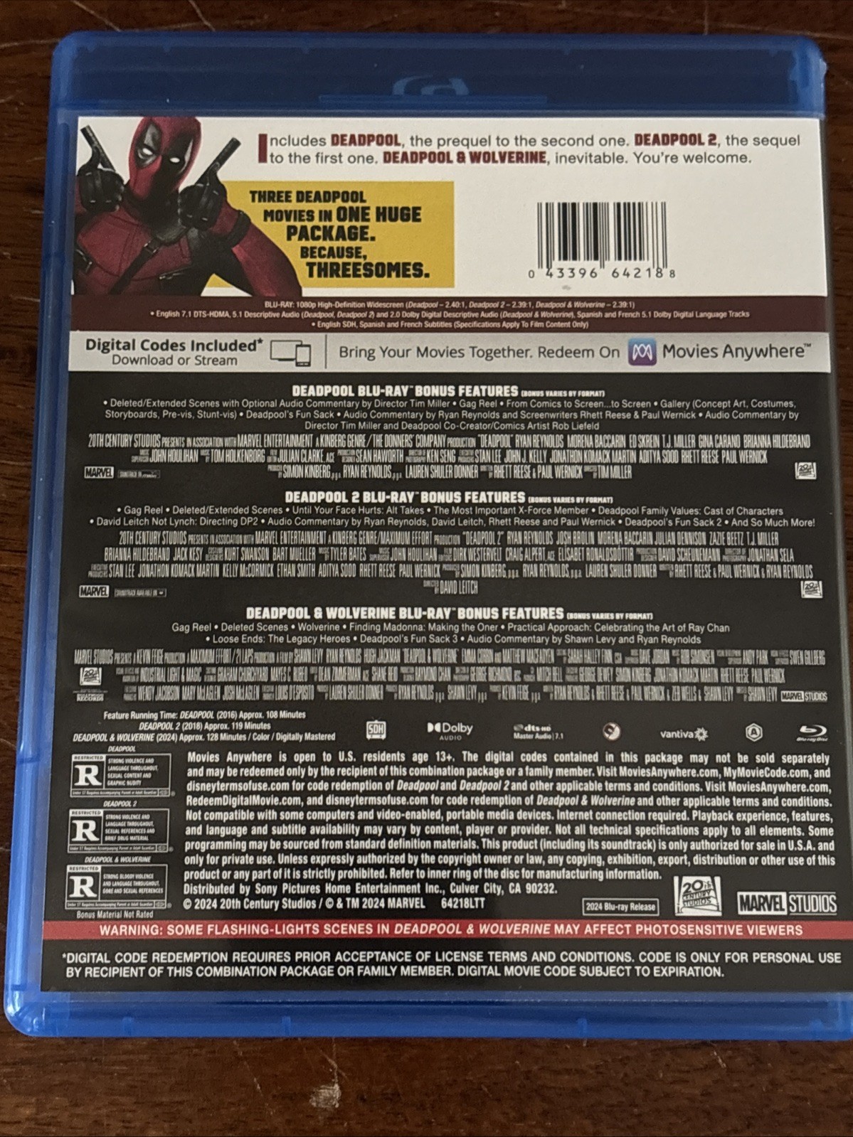 Marvel Deadpool 3-Movie Collection Blu-ray (No Digital) See Description