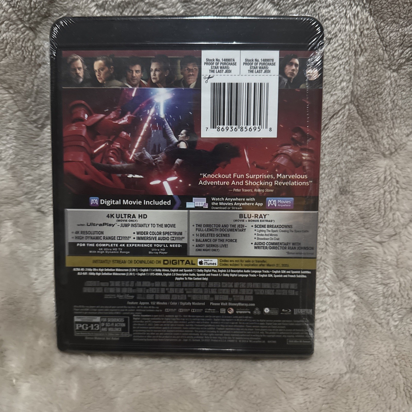 Star Wars: Episode VIII: the Last Jedi (4k Ultra HD + Blu-Ray + Digital) New