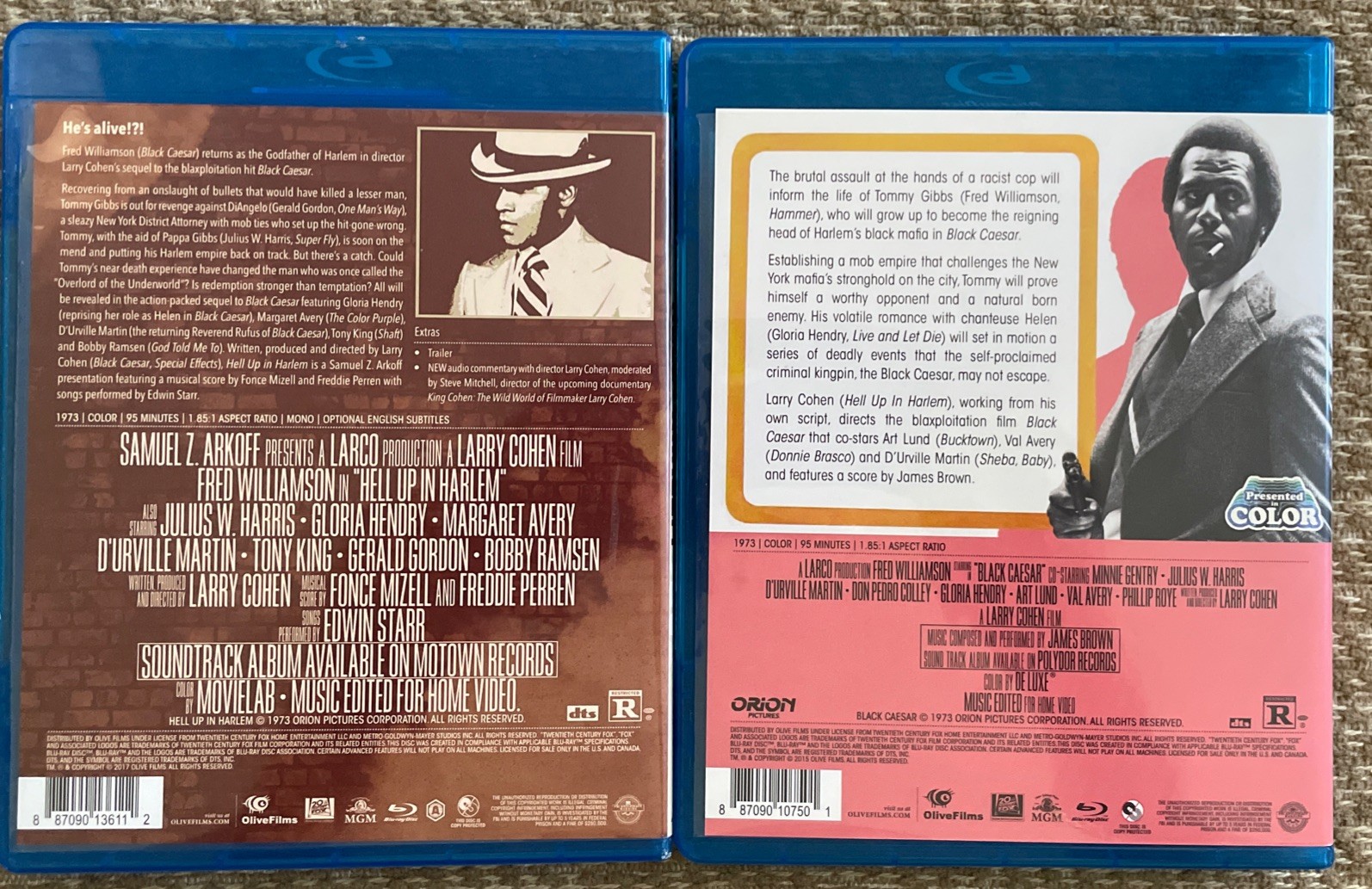 Hell Comes To Harlem + Black Caesar 2x Blu-ray Discs Olive Films Larry Cohen