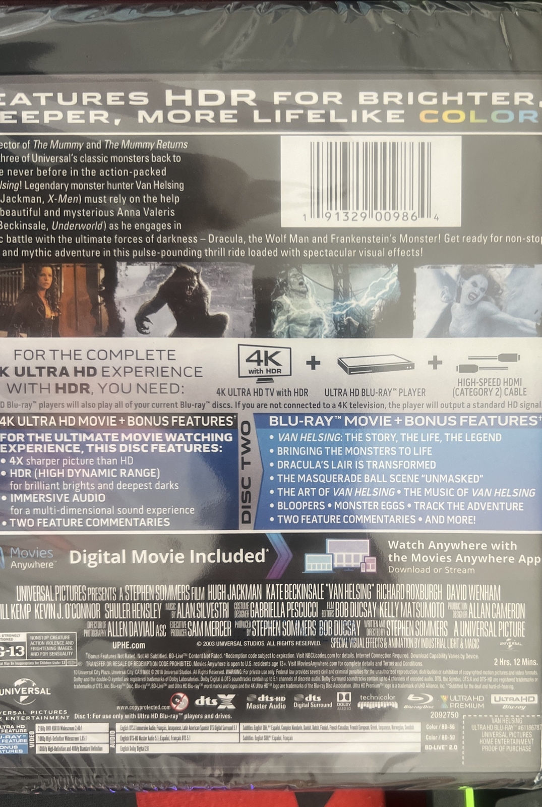 Van Helsing 4K UHD Blu-ray Hugh Jackman Movie Horror Classic
