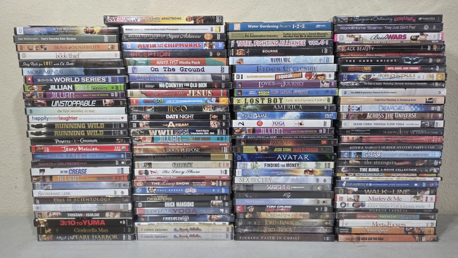 121 SEALED DVD Lot Many Genres Movies Assorted Action Drama Comedy Workout