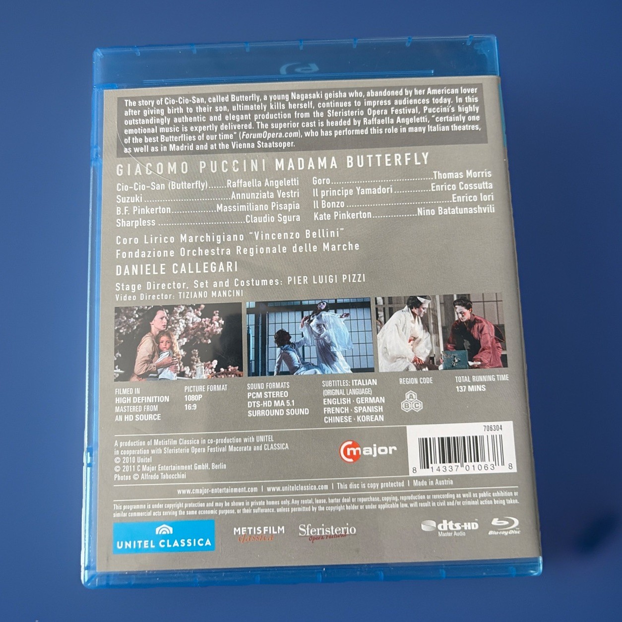 Madama Butterfly Puccini Sferisterio Opera Festival Macerata Callegari Blu-ray