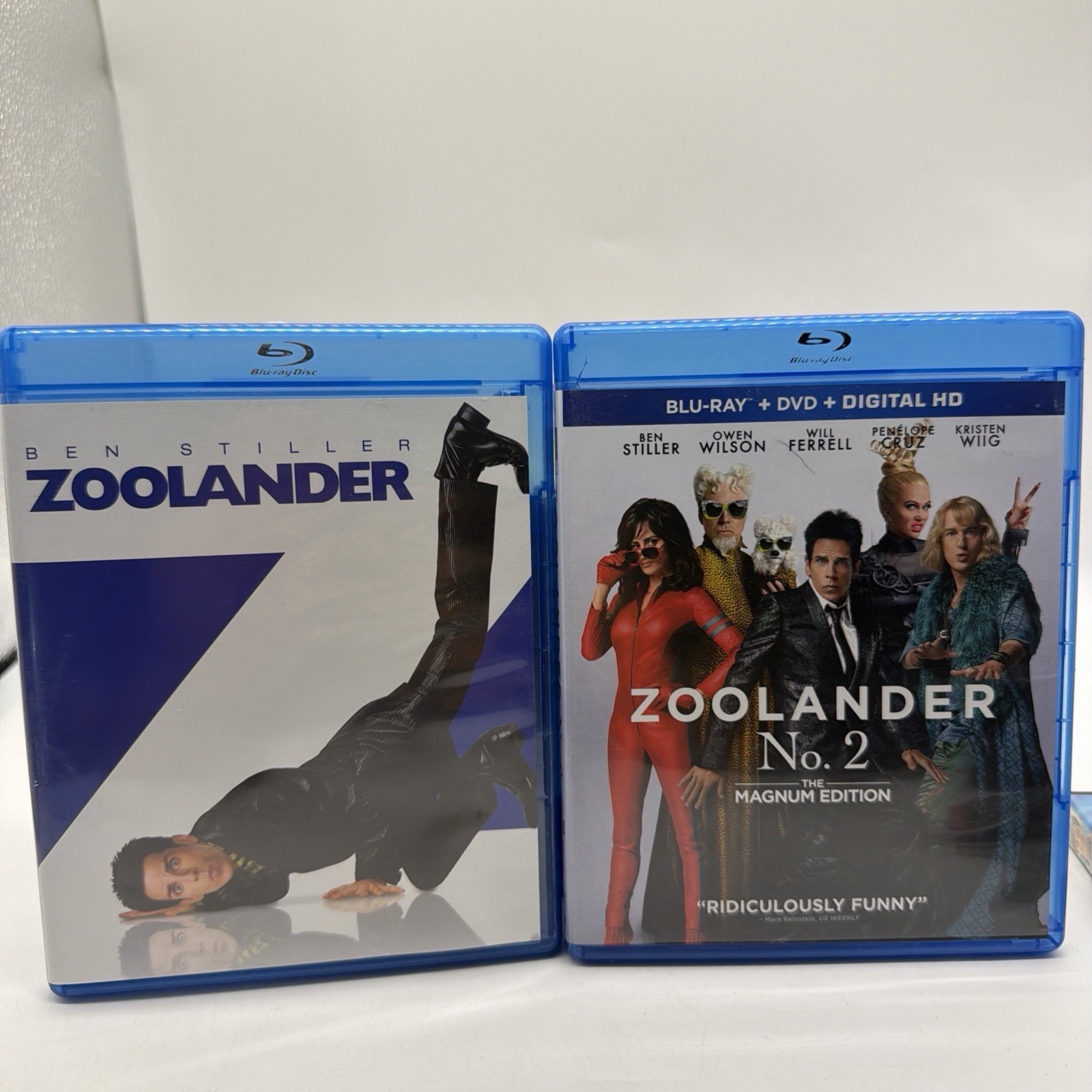 Zoolander 1 & 2 Blu-ray Lot Ben Stiller Comedy Movie Bundle