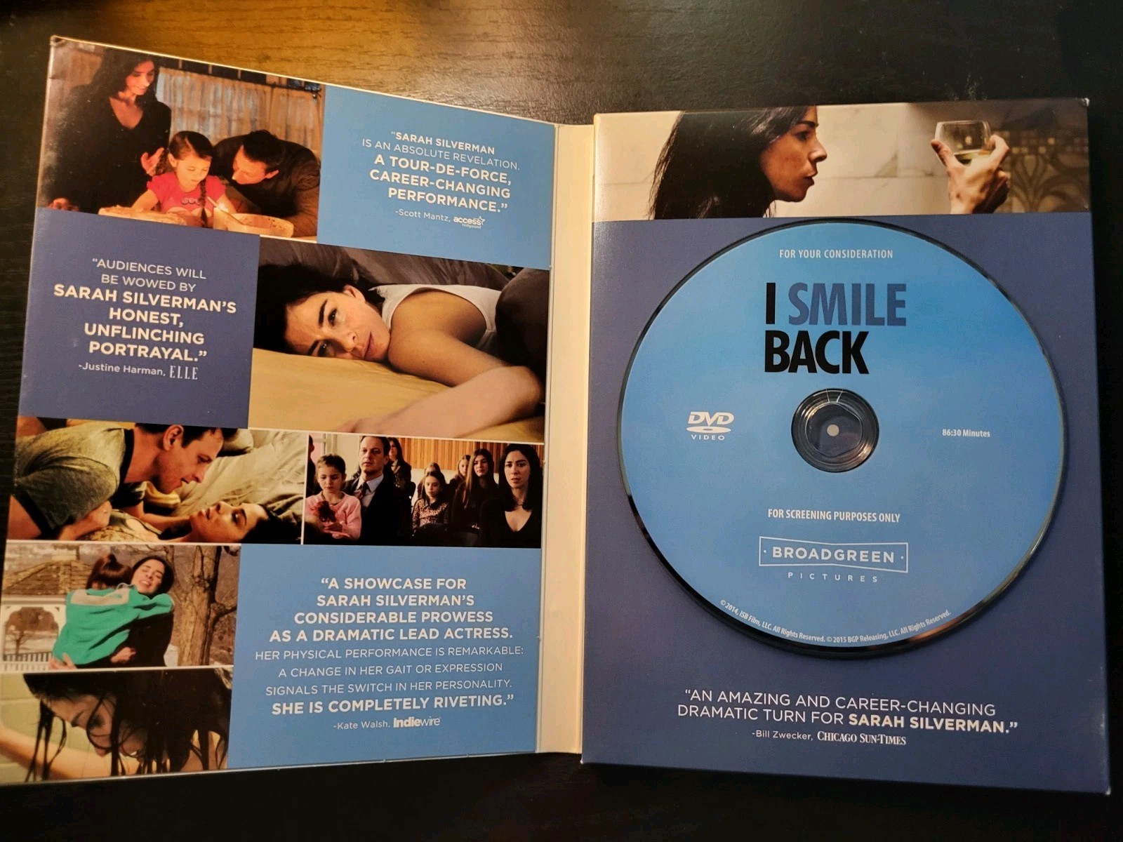 I Smile Back DVD FYC Full Length Movie Screener 2014 Sarah Silverman Brand New