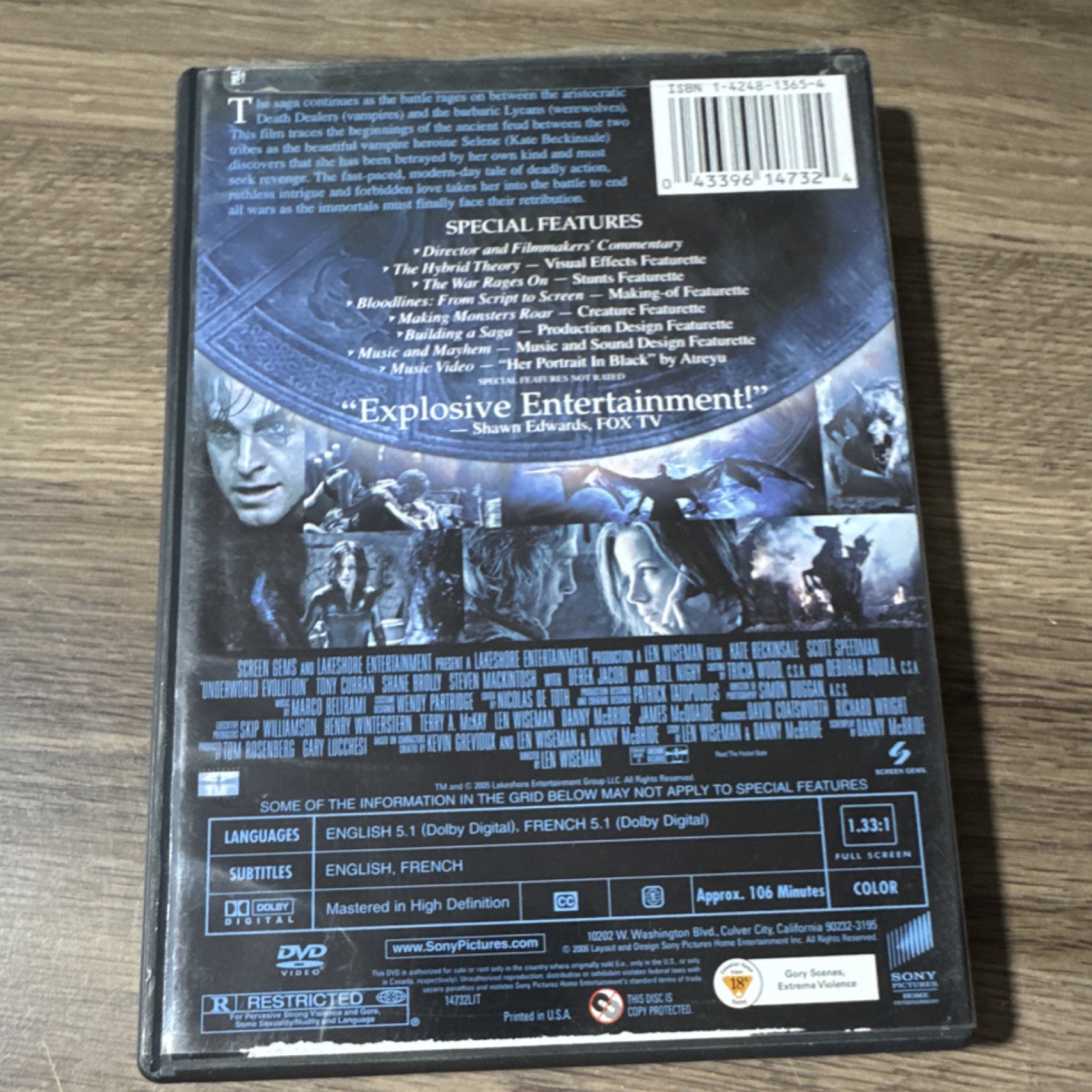 Sony Pictures Underworld: Evolution (DVD) Special Ed Full Screen R 106m