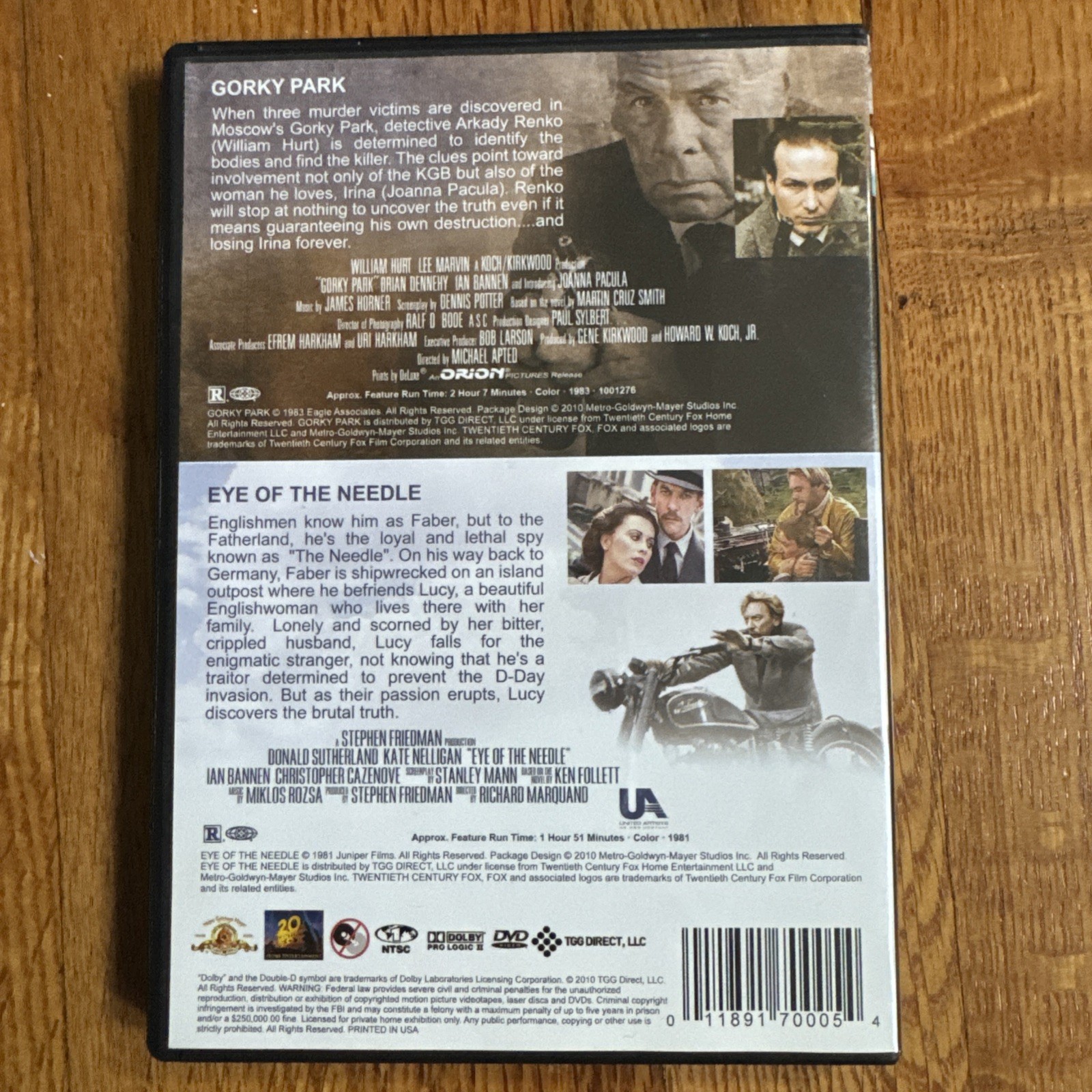 Gorky Park / Eye of the Needle DVD Epic Double Feature Spy Films 1981 1983 2010