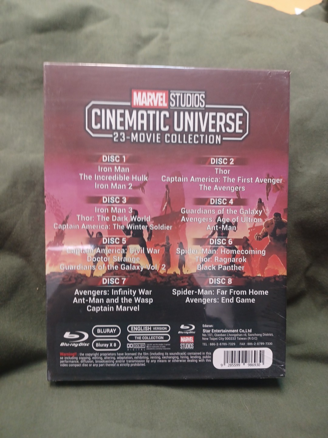 Marvel Studios Cinematic Universe 23 Movie Collection Blu-ray 8 Disc set