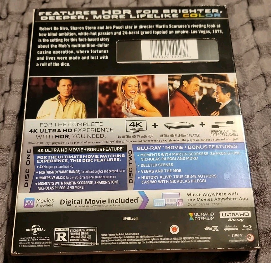 Casino (4K Ultra HD, Blu-ray, 1995) w/OOP Slipcover, Robert De Niro, Joe Pesci