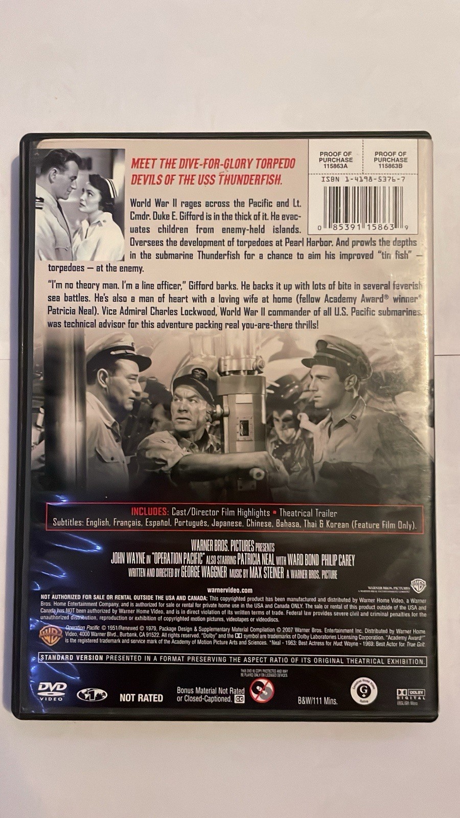 John Wayne Collection Operation Pacific DVD War NR 1951 R1 CC Subs 111 min