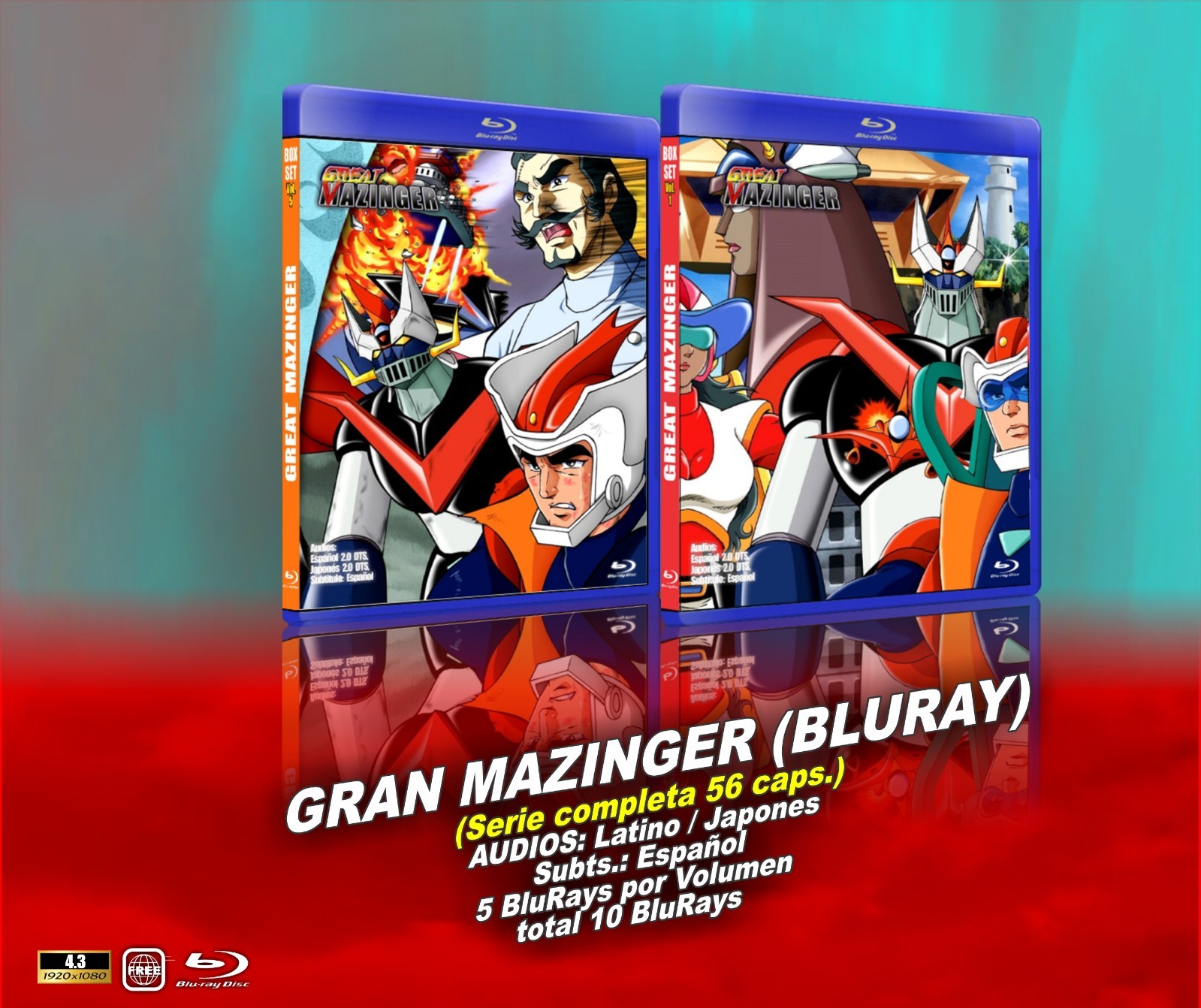Gran Mazinger Blu-Ray Espa Latino, Japones, Subt Espanol 1080 4.3 Selecta Vision