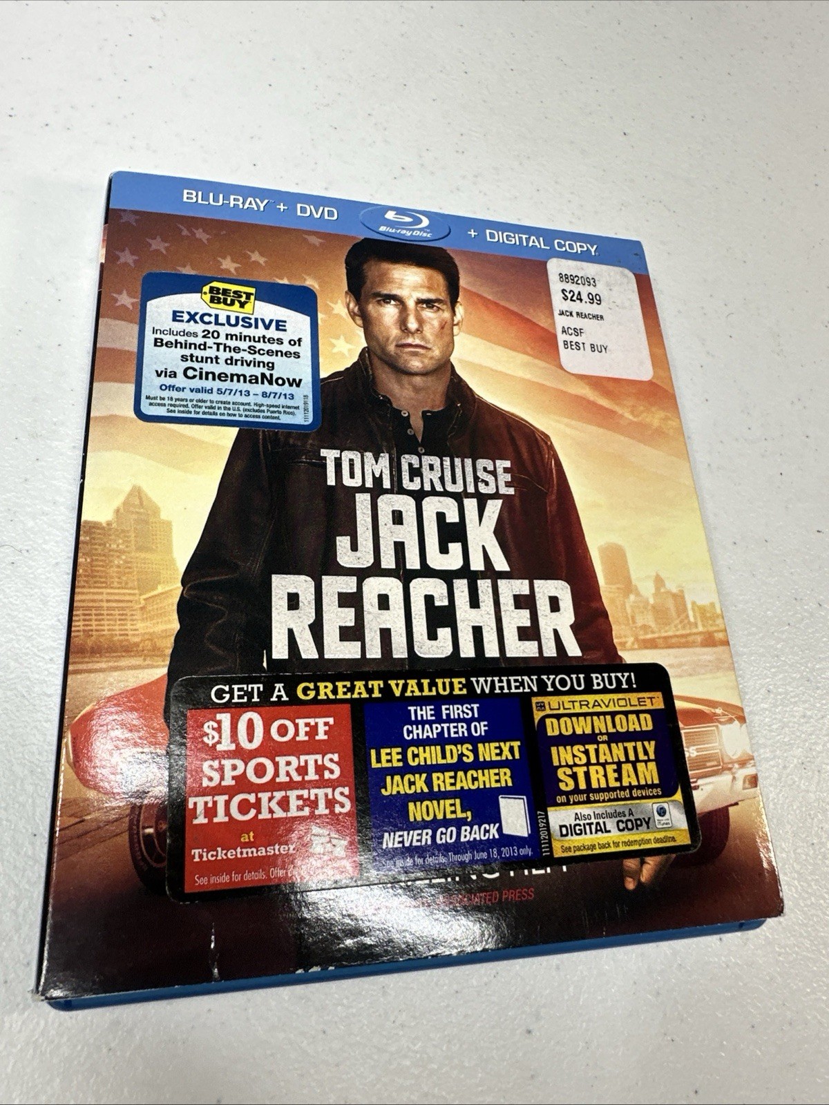 Jack Reacher (Blu-ray/DVD, 2013, 2-Disc Set) *no digital w/slipcover