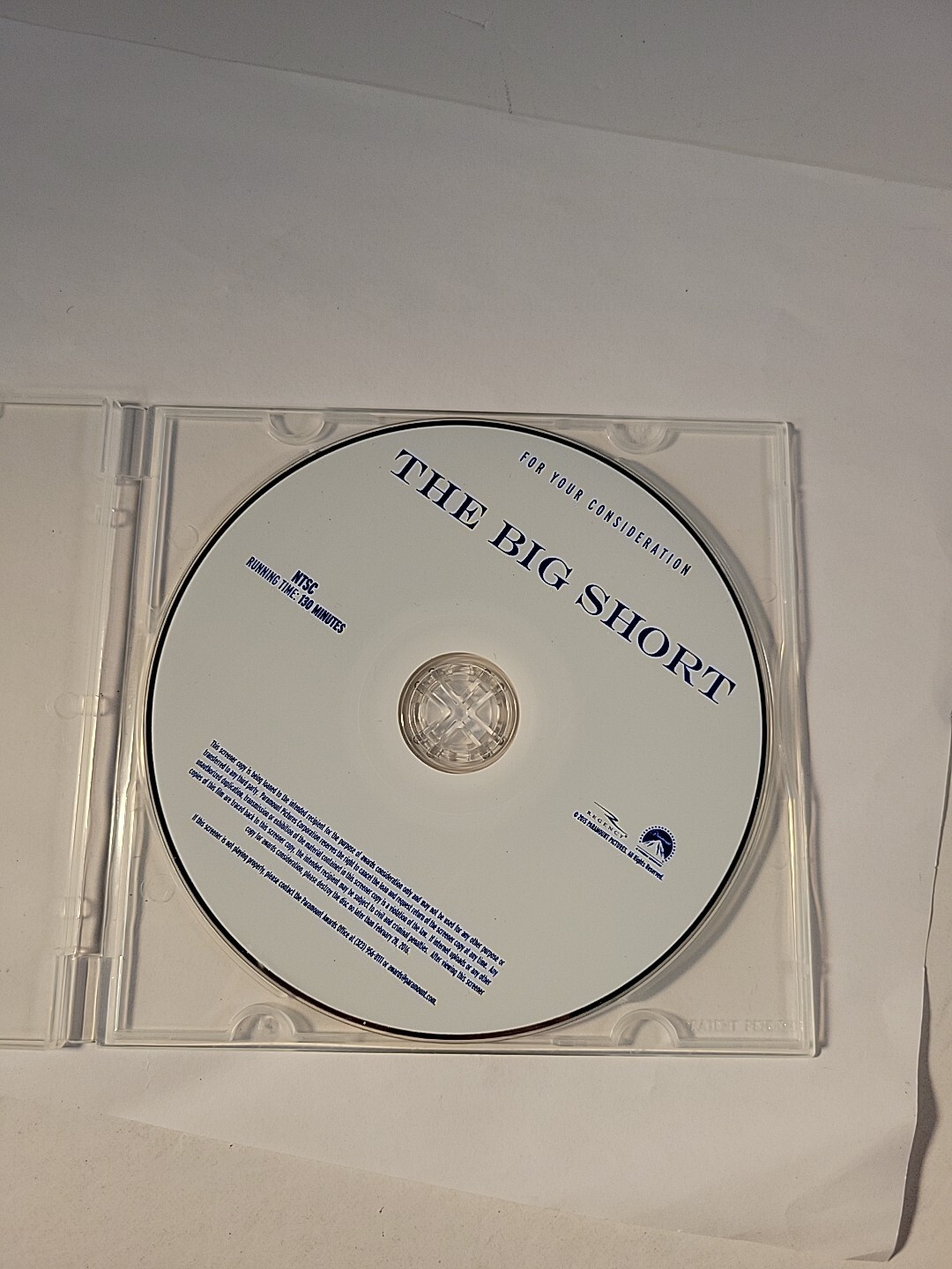 The Big Short FOR YOUR CONSIDERATION SCREENER PROMO DVD